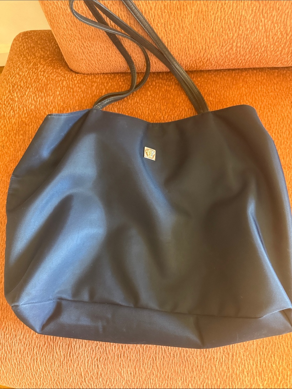 Versace Black Tote with Gold Medallion